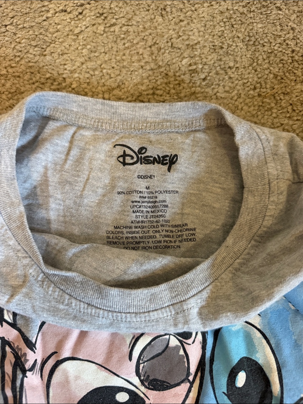 Disney Gray Stitch and Angel Pajama Set - Gray Top & Joggers - Picture 2 of 3